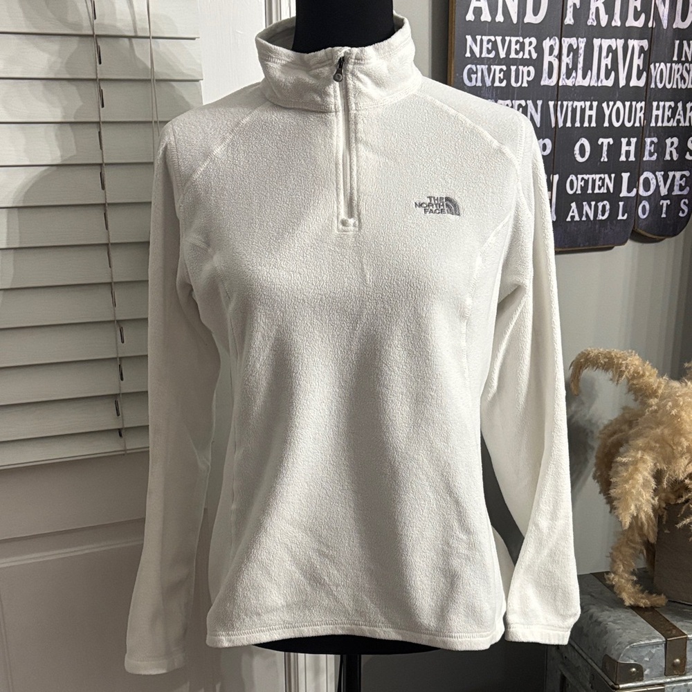 HP🌈 The North Face 1/4 Zip Fleece Pullover White Medium